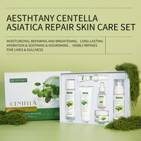 Kit de Cuidado Facial Coreano Centella: Tónico, Crema Calmante, Aceite Limpiador, Ampolla, Espuma y Cuidado Hidratante Básico - Refresca y Calma
