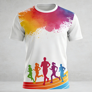 Custom Unisex Running T-Shirt Sublimated Gradient Color Crew Neck Short Sleeve Moisture Wicking Polyester Sport Top - Product Image 5