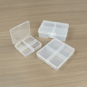 Transparent Plastic 4-Compartment <b>Storage</b> <b>Box</b> For Medicine Jewelry Fishing Tackle Sewing Electronics <b>Small</b> Parts Desktop - Product Image 2