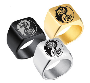 Tendance <span class=keywords><strong>de</strong></span> la mode, nouvelle bague pour homme en or titane et acier inoxydable, <span class=keywords><strong>YIN</strong></span> <span class=keywords><strong>YANG</strong></span>, <span class=keywords><strong>arbre</strong></span> <span class=keywords><strong>de</strong></span> <span class=keywords><strong>vie</strong></span> - Product Image 2
