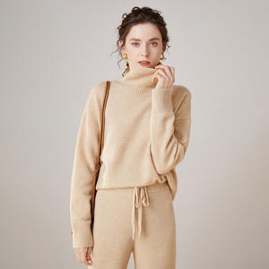 Suéter de cuello alto de Cachemira 100% para mujer, jersey liso informal de alta calidad, Etiqueta Privada, logotipo personalizado hecho en Mongolia para el invierno - Product Image 4