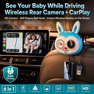 Adaptador Inalámbrico CarPlay, Monitor para Bebés 6 en 1, Dongle CarPlay, Android Auto, Samsung Dex, Cámara para Asiento Trasero, Niños, Mascotas, HD 1080P - Product Image 2