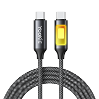 Kabel Data Pengisian Cepat YooKiE CB111 60W 5A USB-C ke USB-C dengan Jalinan Nilon RGB, Konduktor Tembaga Murni untuk Ponsel dan Power Bank