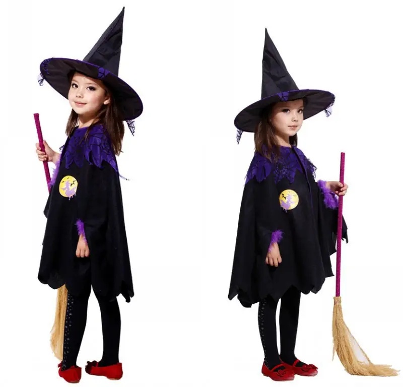 Disfraz de Halloween para niños, capa de bruja, disfraz de Navidad, disfraz de bruja