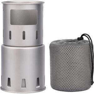 Lixada Léger Mini Réchaud De Camping Portable Titane Pliable Poêle À Bois Gaz Carburant Sac À Dos Réchaud De Camp - Product Image 5