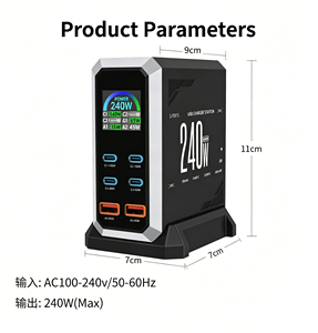 Cargador USB GaN Multipuerto de 240W de Alta Potencia con Pantalla Dinámica, Adaptador de Carga Rápida, Estación de Carga Universal de Escritorio - Product Image 3