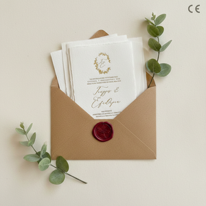 Tarjetas de Invitación de Boda de Papel de Alta Gama con Impresión Tipográfica, Diseño Personalizado, Forma Rectangular, Borde Desgarrado a Mano, Envío Rápido - Product Image 2