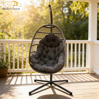 Panier de patio extérieur en acier osier rotin balançoire œuf chaise suspendue balançoire de jardin avec support
