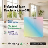 Báscula Inteligente Bluetooth para Grasa Corporal, Precisión de Peso, Cristal Templado de 4 mm con Degradado Macaron, Ultrafina de 2 cm, 14 Métricas Vitales, Aplicación