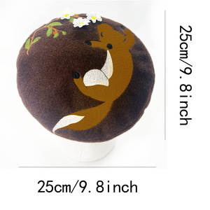 Béret avec motif d'écureuil brodé, taille unique, motif de dessin animé marron pour femmes et filles - Product Image 4