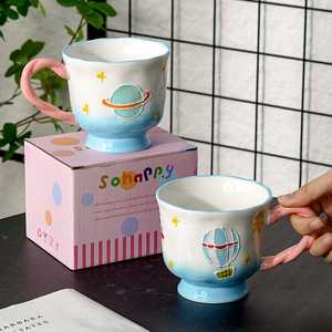 Wholesale Underglaze Painted Relief Ceramic <b>Cups</b> Home and Office Mugs Cute Hand-painted Highball <b>Cups</b> - Product Image 2