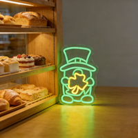 Enseigne néon LED trèfle à quatre feuilles Leprechaun Neonawall, intensité réglable, alimentation USB, décoration murale pour la Saint-Patrick, bar, maison, fête, cadeau