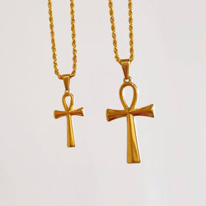 Collar con colgante de Cruz <span class=keywords><strong>Ankh</strong></span> impermeable de moda, joyería de acero inoxidable, collar <span class=keywords><strong>Ankh</strong></span> egipcio chapado en oro de 18K PVD para mujeres y hombres - Product Image 3