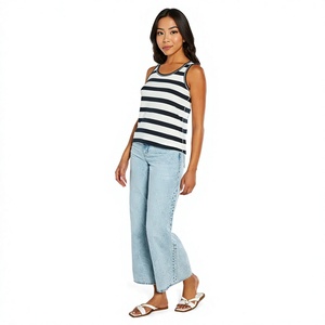 Camiseta sin mangas de algodón de alta calidad OEM/ODM para mujer, con logo y empaque personalizados, chaleco acanalado de verano, top corto liso de ajuste ceñido. - Product Image 4