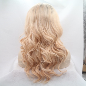 Peluca larga con frente de encaje sintético Ombre de oro <span class=keywords><strong>rosa</strong></span>, ondas degradadas rosas suaves con pelos de bebé, fibra respetuosa con el calor para editorial de fantasía - Product Image 2