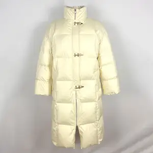 Jaket puffer wanita, pakaian Perempuan Korea panjang 2023, longgar tebal putih bebek bawah musim dingin, mantel down