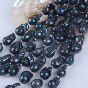 Perles de culture d'eau douce baroques naturelles en gros, 18 cm, 14-18 mm, pour bracelet DIY, teintes noir, blanc, rose, options de couleurs, perles en vrac de 5-6 mm - Product Image 1