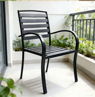 Fauteuil de patio portable moderne en WPC imperméable avec design à lattes métalliques pour jardin extérieur, villa, balcon et parc