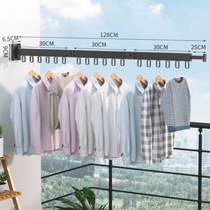 Cintre mural en aluminium pliable pour le séchage des vêtements Extérieur Intérieur Pas de rouille Tour de <span class=keywords><strong>linge</strong></span> fixe Anneau rotatif simple - Product Image 4