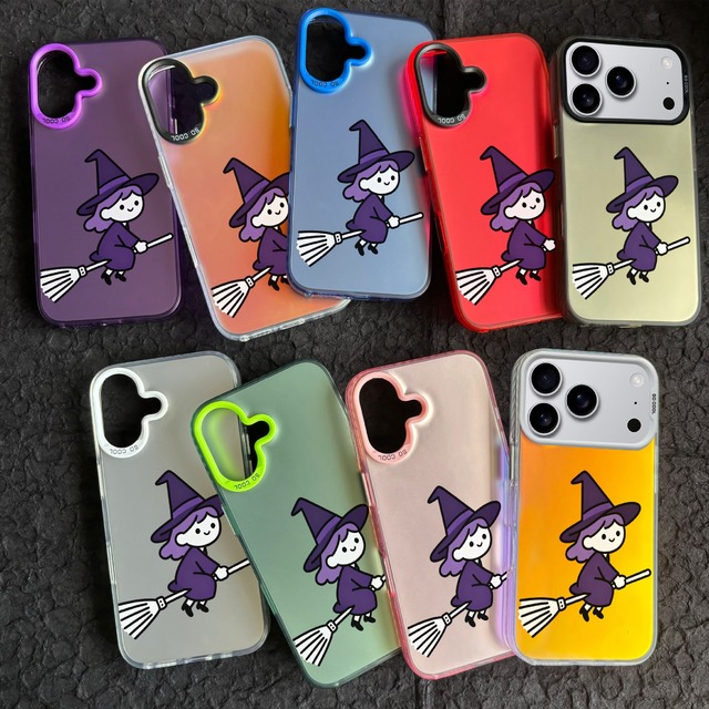 Trendy Custom Cartoon Witch Mobile Cover for iPhone XR Xs 11 12 13 14 15 16 17 Pro Max Halloween Themed Phone case