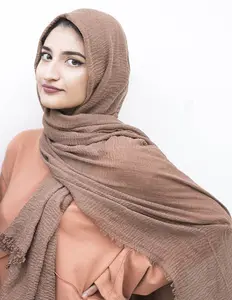 PH free sample solid color plain premium muslim plain crinkle hijab scarf