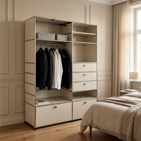 Armoire Modulaire Autoportante Pliante avec Tiroirs et Cadre en Acier Inoxydable – Meuble Moderne Ajustable pour Chambre et Salon