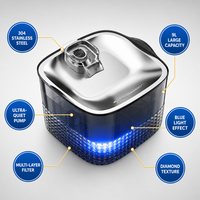 Fontaine à eau pour animaux de compagnie de grande capacité 9L SHT703 en acier inoxydable 304, distributeur d'eau automatique pour chat et chien avec pompe filtrante silencieuse