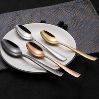 Ensemble de Couverts de Luxe en Acier Inoxydable, Manche Épais Martelé, Nouveauté Premium C07, Fourchette, Cuillère, Couteau Élégants pour Cadeau