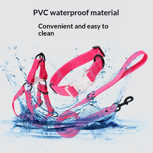 Waterproof PVC Dog Collar Harness <b>Leash</b> Set, Soft Safe Non-toxic Adjustable <b>Pet</b> Walking Kit - Product Image 3