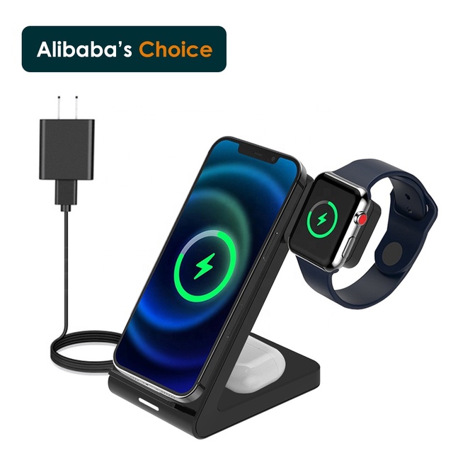 2023 Hot 3-in-1 Wireless Charger Stand Station Dock OTP & OVP Protected for Apple Watch for Airpods Pro for iPhone 14/13 Pro/12/