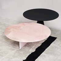 Table d'appoint de luxe en jade en poudre naturelle importée du brésil, petit appartement, combinaison de marbre, table basse ronde haute et basse