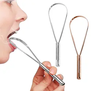 Top Sale Stainless Steel Nano Tongue Scraper Eliminate Bad Breath Tongue Cleaner With Non-synthetic Grip Handle