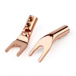 U/Y Fork Spade <span class=keywords><strong>Banana</strong></span> <span class=keywords><strong>Plug</strong></span> Macho Conector de cable de soldadura Chapado en oro Cobre Altavoz <span class=keywords><strong>Terminal</strong></span> Adaptador de audio Hifi Y Tipo Jack DIY - Product Image 1