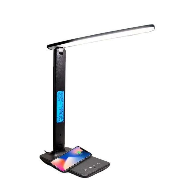 Smart Wireless Charging LED Table Light Dimmable & Foldable Modern Office Desk Lamp with USB Charging Port Portable Home Reading