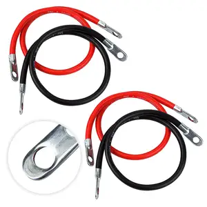 4awg 60Cm Accu Kabel Puur Koperen Accu Inverter Kabels Met 3/8 Lugs Beide Uiteinden Omvormer Draad Set Voor Auto Sola