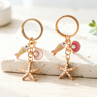 2026 Ensemble d'accessoires en alliage sur le thème de l'océan (petits poissons, étoiles de mer, coquillages) style vacances : pendentif de sac à dos, breloque de téléphone, porte-clés