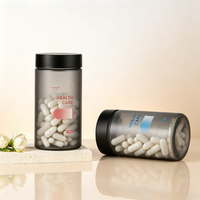 Bouteille en verre ambré givré noir hermétique de 300 ml et 500 ml avec couvercle à vis pour pilules et capsules de qualité pharmaceutique