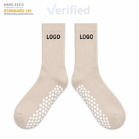 Chaussettes de yoga en coton OEM personnalisées avec logo, pour femmes, antidérapantes, respirantes, absorbant la transpiration, jacquard, pour l'automne