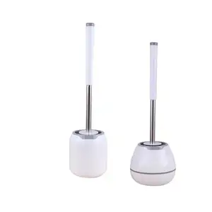 Hot Selling Quick Drying Bathroom Toilet Cleaning Brush Silicone Toilet Brush and Holder Set