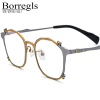 Gafas Borregls de Titanio para Hombre, Montura de Diseño de Marca, Gafas Cuadradas Vintage Retro, Gafas Ópticas Japonesas de Alta Calidad 185758