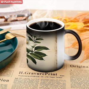Custom Logo Blank Mug Frosted Black 11oz <b>Ceramic</b> Heat Sensitive <b>Cup</b> - Product Image 5