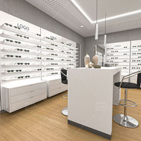Présentoir de magasin de lunettes modernes Présentoir mural en bois pour lunettes Optical Shop Interior Design