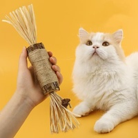 Kattenkrabpaal van zilverwijn, extra groot, met raffia, gras, galvrucht en veren, kattenkrabpaal met kattenkruid, grasstok voor katten