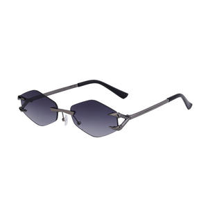 Lunettes de soleil sans monture personnalisées unisexes, verres PC UV400, style Instagram, monture noire, emballage en boîte CY-8850 - Product Image 5