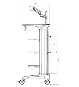 Alto desempenho do custo, o braço da mola de posicionamento pode pairar exatamente endoscópio carrinho de emergência bater cart