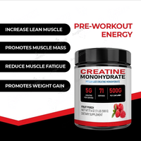 Agelwell OEM Creatine Powder Suplemen Energi Pembentuk Otot Bebas Gula Kelas Makanan Dosis Harian 5g Kapasitas 500g