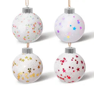 圣诞树装饰用圣诞球摆件雪球，圣诞悬挂发光二极管球形灯泡环保
