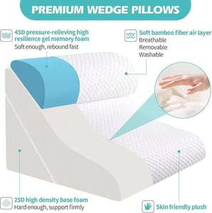 Trois ensembles multi-fonctions Triangle Wedge réglable lit Wedge oreiller en mousse à mémoire de forme oreiller pour post-chirurgie, brûlures d'estomac, ronflement - Product Image 2