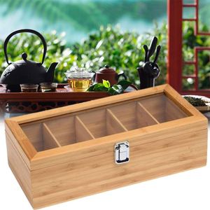Caja de Té de Madera Natural al por Mayor, Caja de Té de Bambú para Organizar Bolsitas de Té - Product Image 6