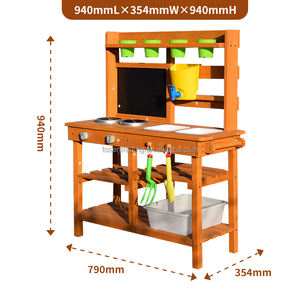 Cuisine de jeu extérieure pour enfants avec évier, cuisinières, distributeur d'eau et rangement - Cuisine de jeu résistante aux intempéries pour jardin - Product Image 1